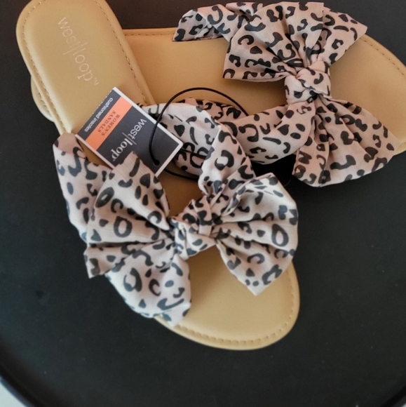 NWT WESTLOOP Leopard Bow slide sandals - Picture 11 of 14